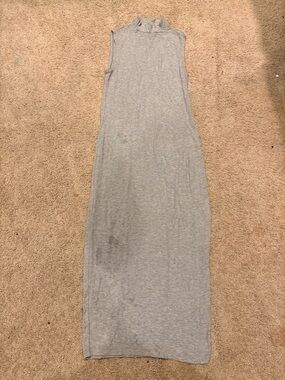 Sleeveless Mock-Neck Maxi Dress in Light Gray